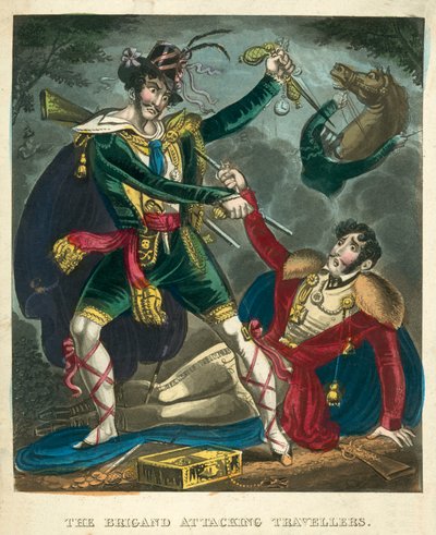 The Brigand Attacking Travellers by English School